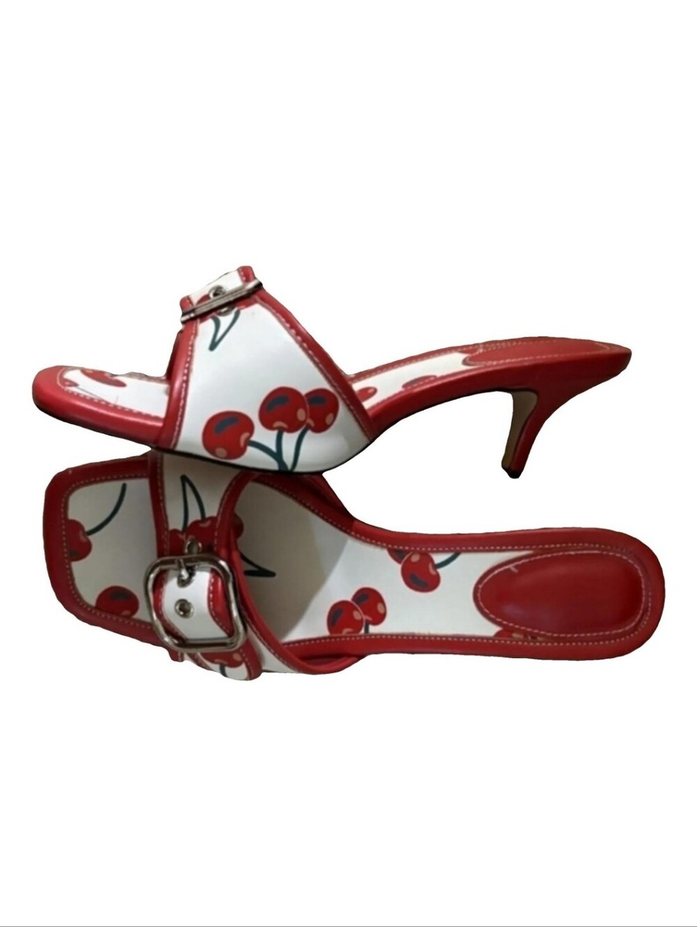 NWT Cherry Kitten Heel Sandals. Womens Size 9. Heel height is 2.3 inches.